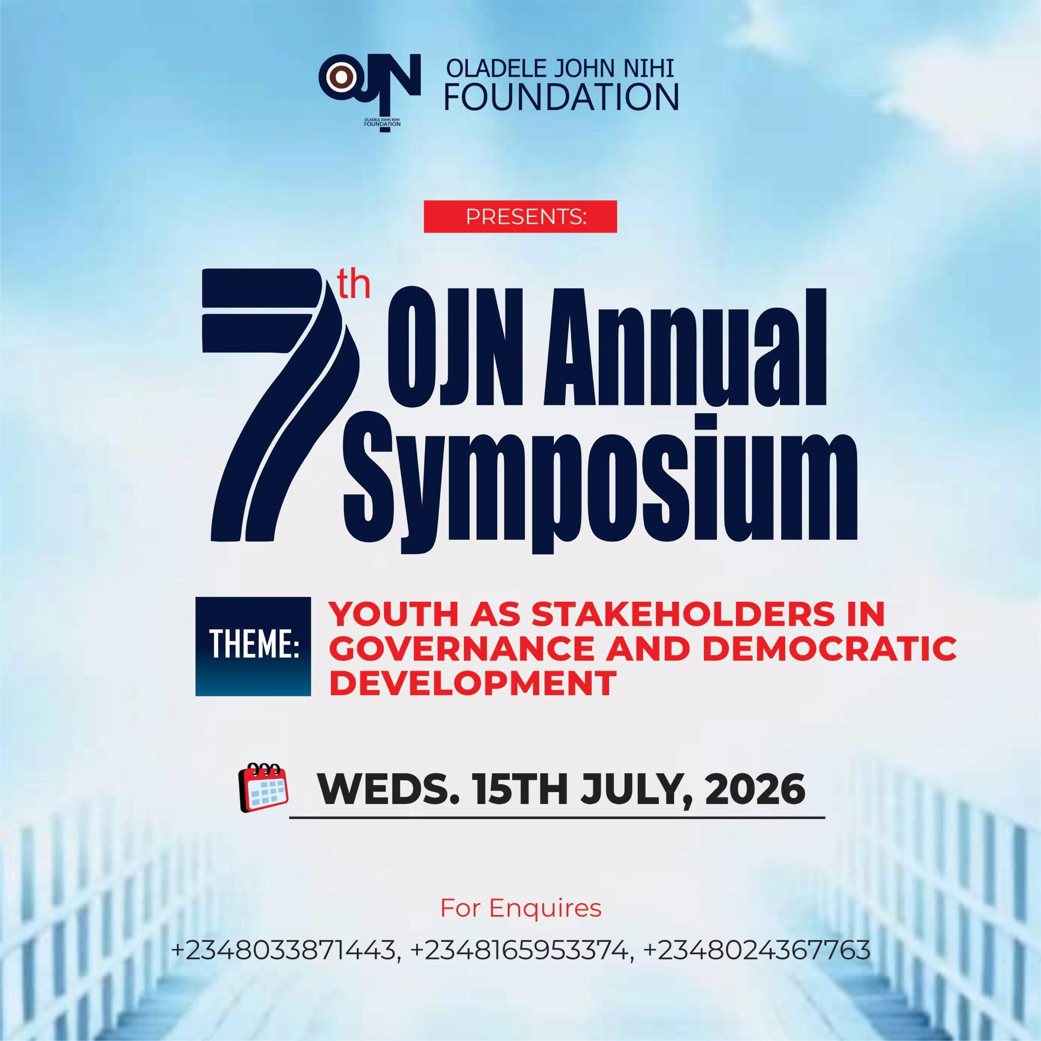 7th OJN Annual Symposium: Advancing Youth Inclusion in Governance and Democratic Development') }}